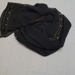 Sheer black scarf with beaded edging